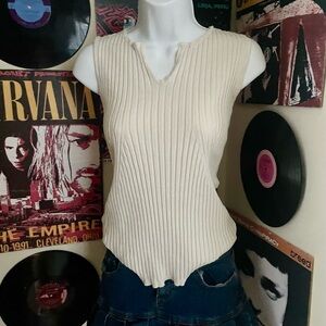 Vintage Alfani half silk medium knit cream top